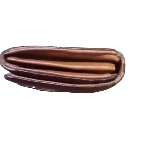 Michael Kors Fold Over Accordion Brown Wallet with Gold Logo - Picture 2 of 5